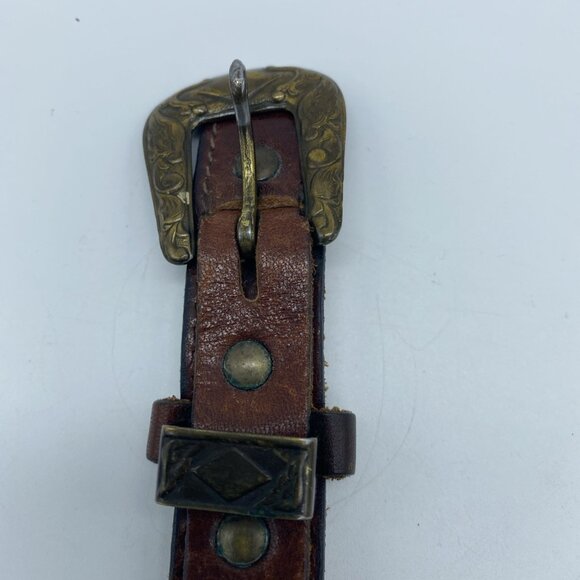 Unbranded Brown Genuine Leather Belt Women's Size 36 Skinny - Picture 4 of 12